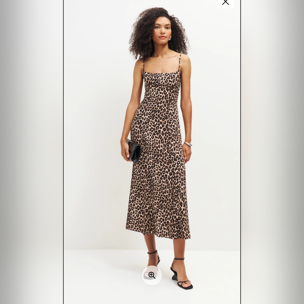Reformation Liya Leopard Print Midi Dress NWT